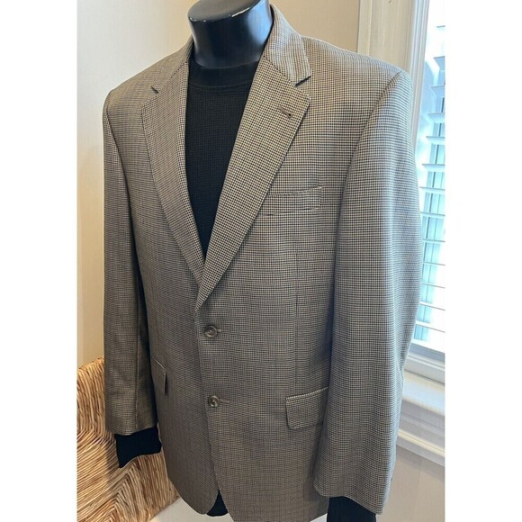 Jos A Banks Signature Gold Sports Coat Mens 39R Houndstooth Silk Wool Old Money - Picture 10 of 16